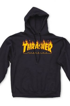 THRASHER FLAME HOOD black